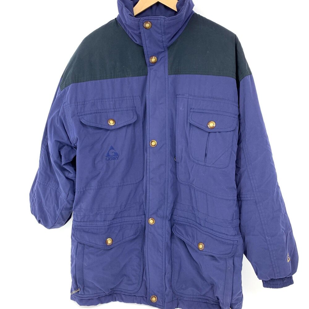 Gerry Vintage Winter Coat Black Blue Colorblock M